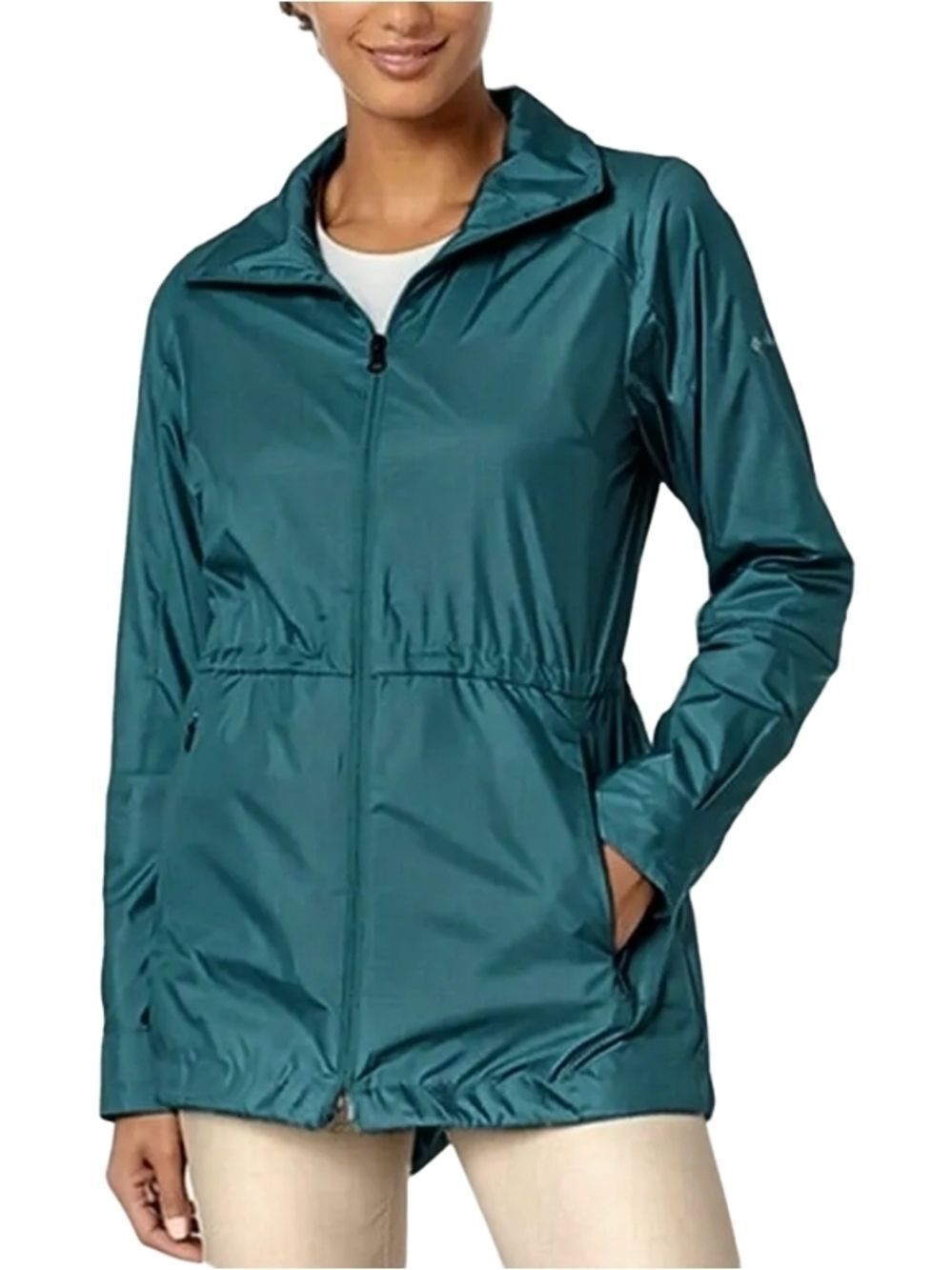 Columbia Womens Moss Green Isabella Lake Longlined Windbreaker Jacket Size Large